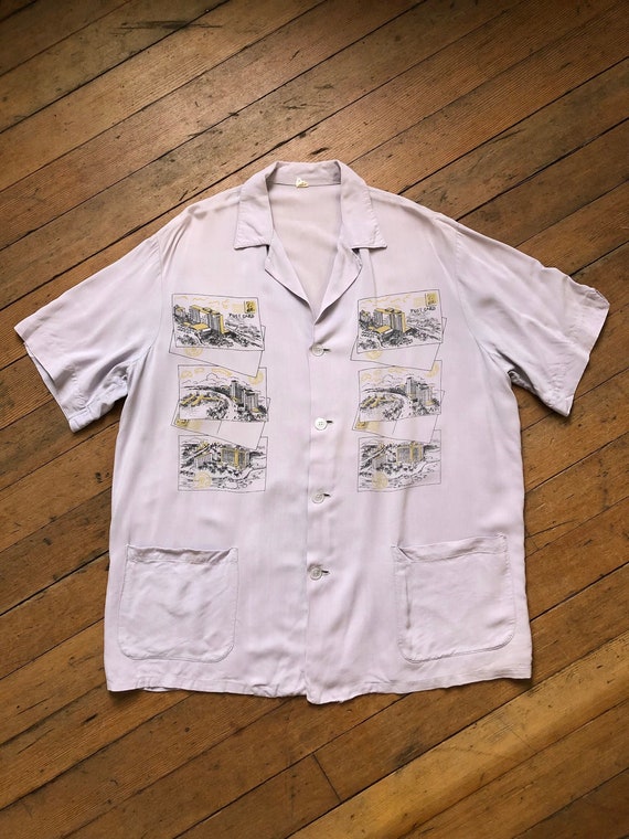 vintage 1950s rayon novelty shirt - image 1