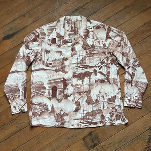 Vintage 1950s Fox Knapp Button Front Long Sleeve Shirt Large