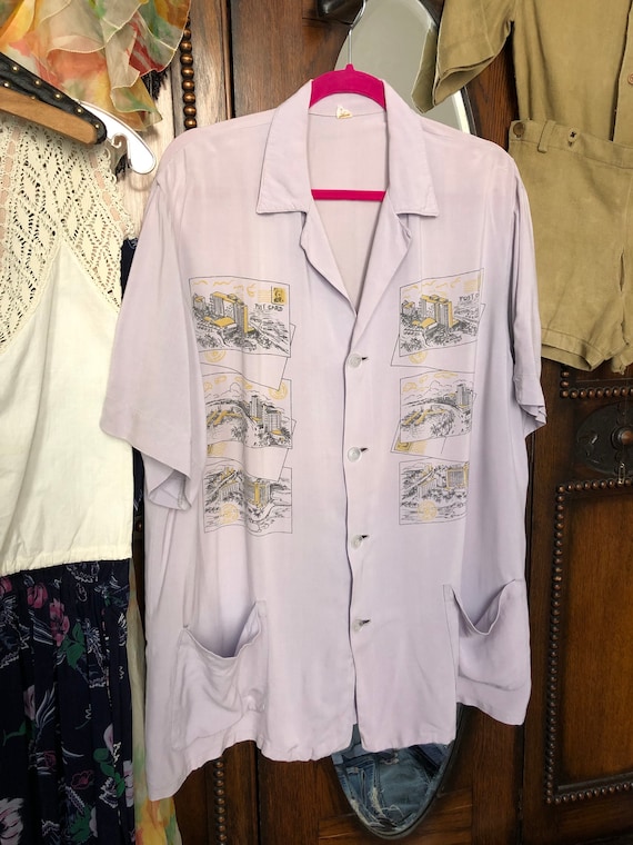 vintage 1950s rayon novelty shirt - image 4