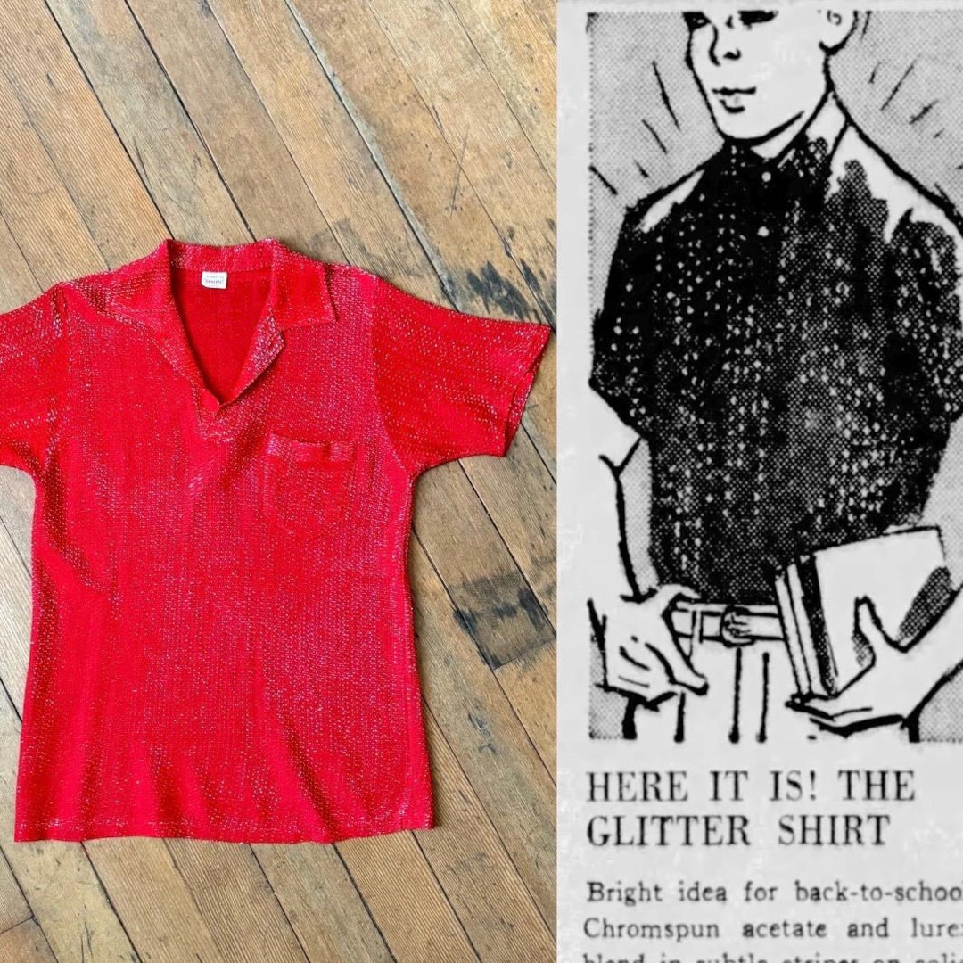 Vintage 1950s Red Lurex Shirt XS - Etsy Israel