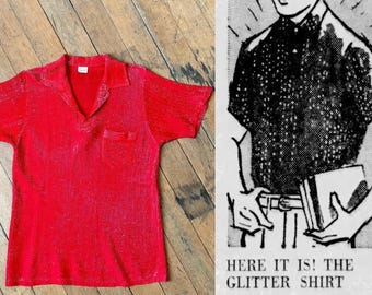 vintage 1950s red lurex shirt XS