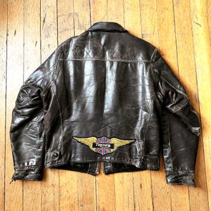 30% OFF SALE // vintage 1940s leather jacket with Triumph patch