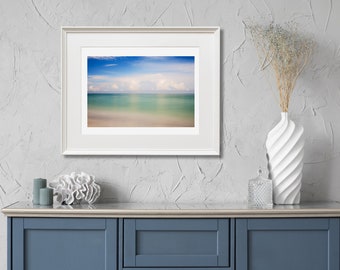 Beautiful Long Exposure Original Fine Art Photographic Print of a Beach and Blue Sky to print on paper or canvas or metal or Acrylic