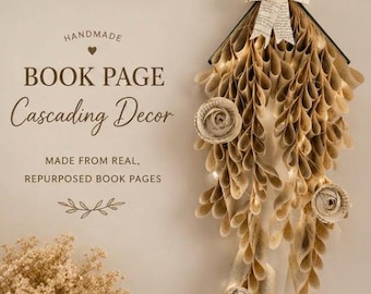 Handmade Book Page Chandelier | Literary Paper Light | Upcycled Book Decor | Cottagecore Hanging Lamp