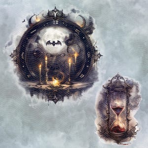 Gothic hourglass with blood red sand – symbolic of time and intention