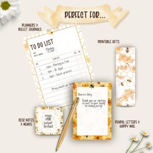 Honey Bee Stationery Set: Printable Planner, Notepads & Bookmark (Digital Download)