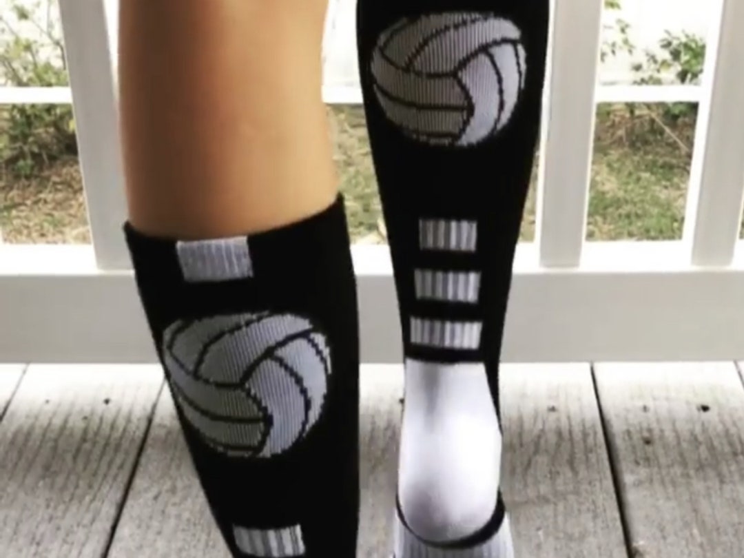 Volleyball Black and White Crew Socks, Volleyball, Volleyball Socks