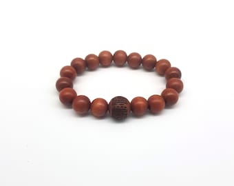 Korean Buddhist Prayer Wood From Jujube Tree Mala Beads Bracelet & Calligraphy Words Carved Wooden Korean Heart Sutra - Prayer and meditaion