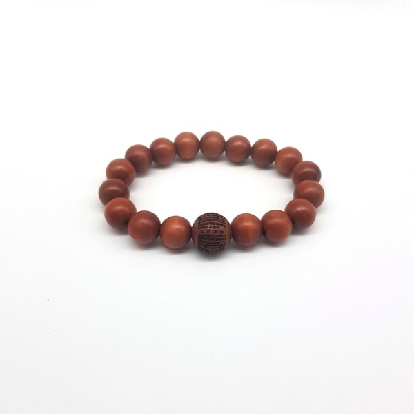 Korean Buddhist Prayer Wood From Jujube Tree Mala Beads Bracelet & Calligraphy Words Carved Wooden Korean Heart Sutra - Prayer and meditaion