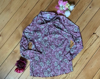 1960’s Floral Campus Blouse . large / extra large