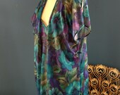 1960 s Watercolor Babydoll Sleep Set - medium large