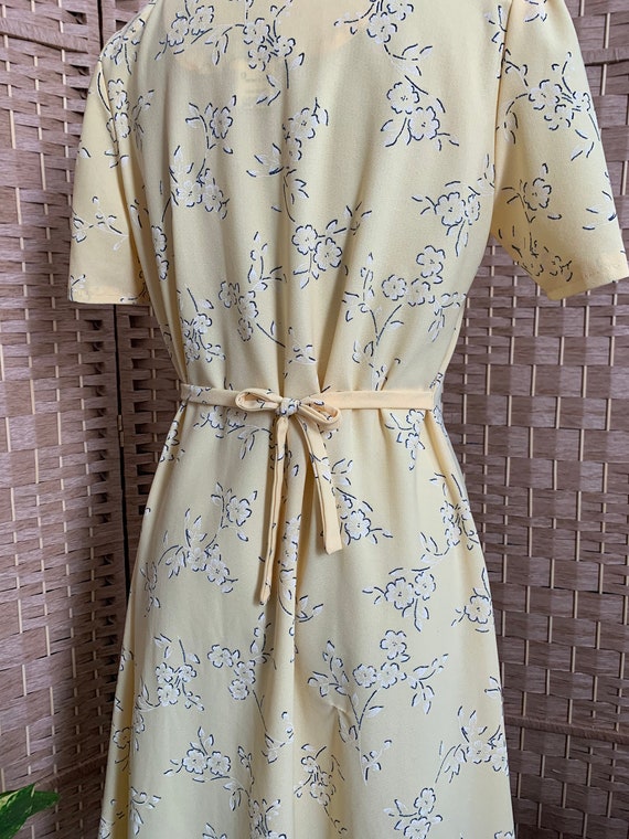 1980s Lemony Crepe Button Dress . Made in England… - image 5