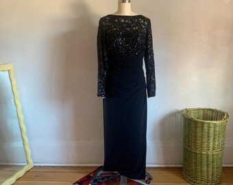Ralph Lauren Black Sequin Sparkle Eveningwear Cocktail Holiday Dress - medium / 8