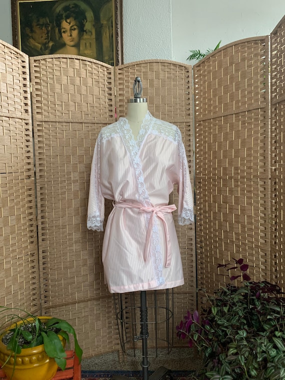 1980's Flirty Pinstripe Mini Robe - medium