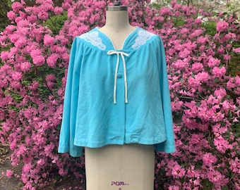 1950s Cheery Velour Bed Jacket . Deanna .  - small / medium