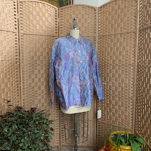 Vintage Designer Oversize Silk Chore Jacka. Sylvia Heisel. - volup / xl