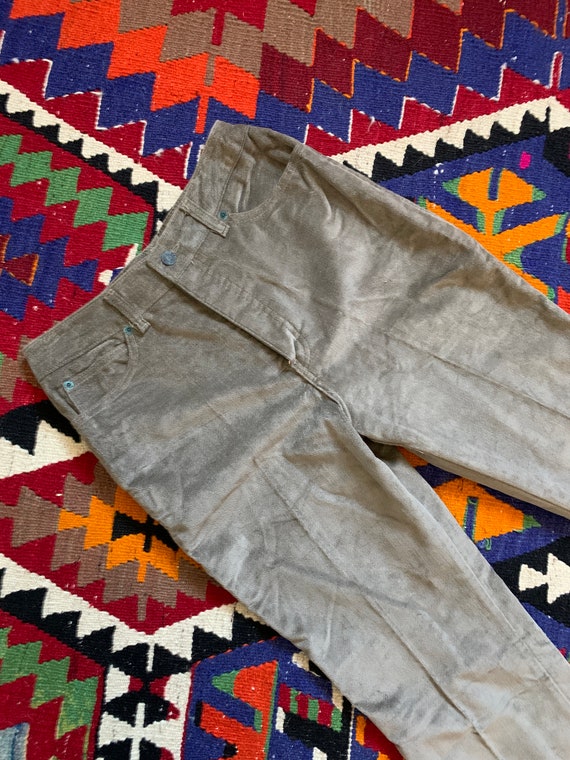 1970s Dove Gray Velvet Corduroy Pants . Calvin Kl… - image 3