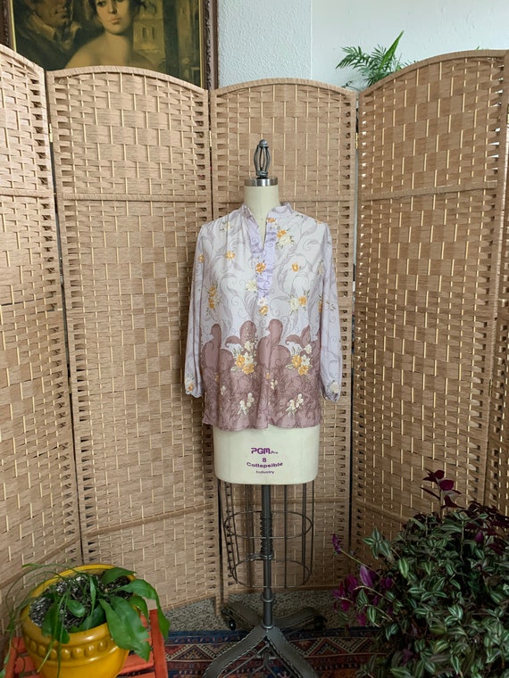 1960s Lilac Woodstock Blouse . Rhoda Lee .  - medi