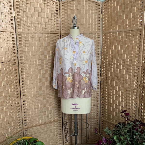 1960s Lilac Woodstock Blouse . Rhoda Lee .  - medium