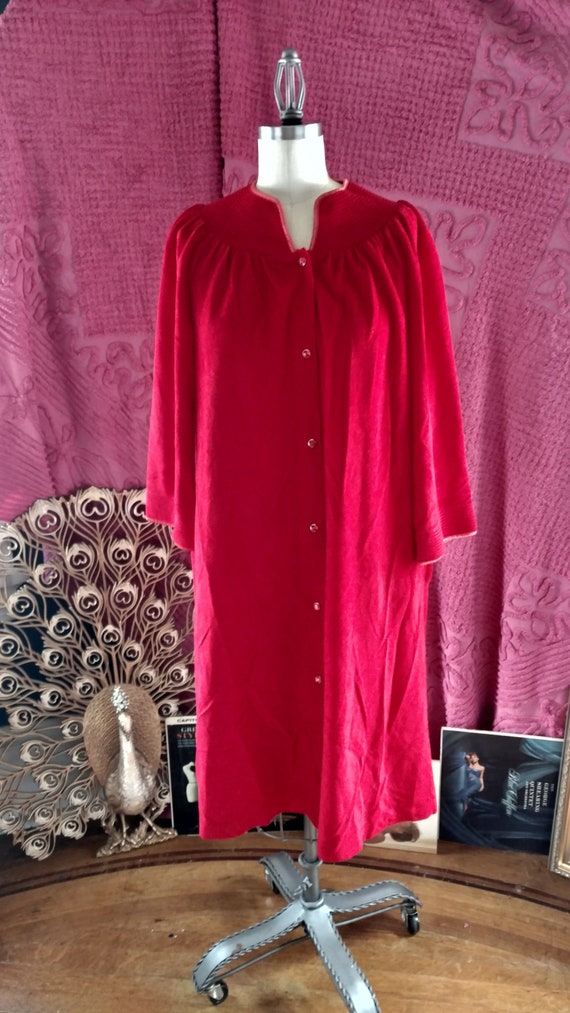 1960s Softest Ruby Housecoat - medium / large