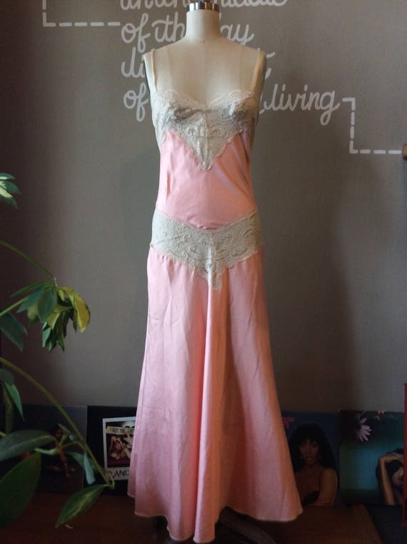 1970s Romantic Full Length Nightgown Fernando Sanchez Etsy