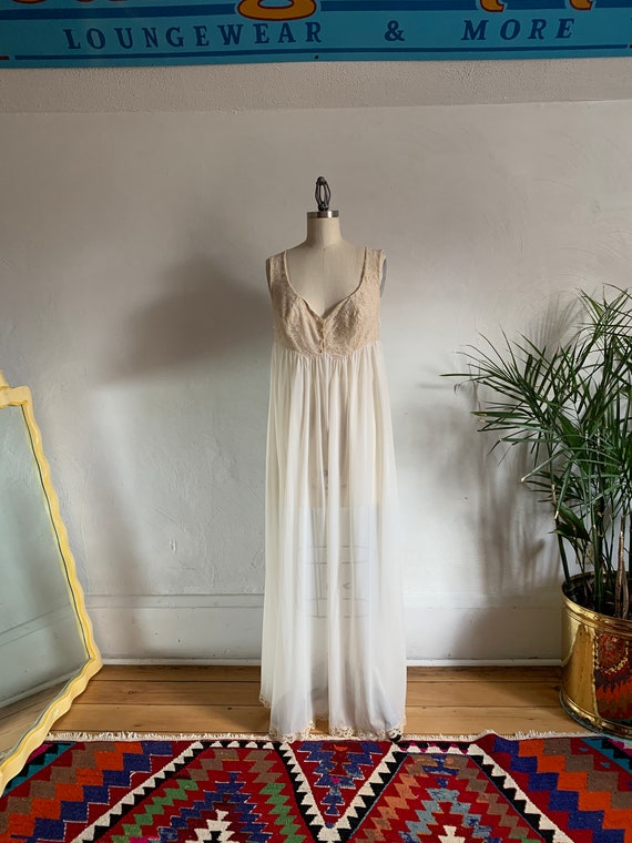1950s Exquisite Floor Length Nightgown . Vanity Fa