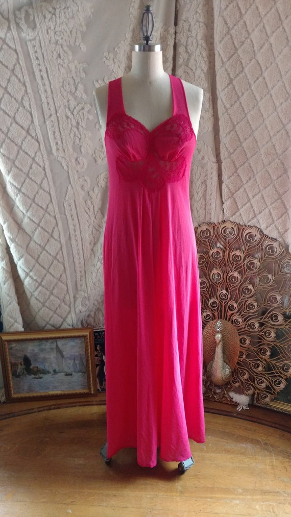 1970’s Raspberry Nightgown . Vanity Fair . - small