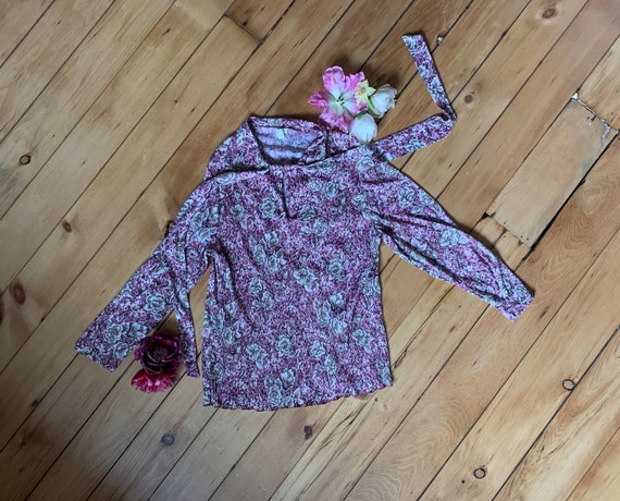 1960’s Floral Campus Blouse . large / extra large - image 2
