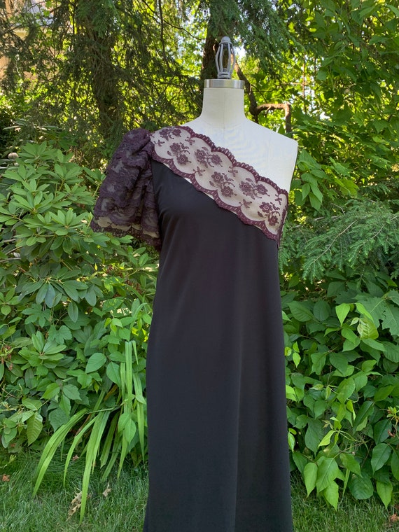 1960s Stunning Lace Ruffle Gown . Saks Fifth Avenu