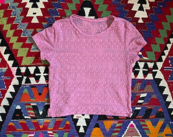 Y2K Flirty Rose Crop Tee - large