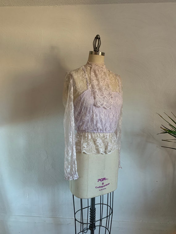 1970’s Dreamy Purple Lavender Poet Top .  - small