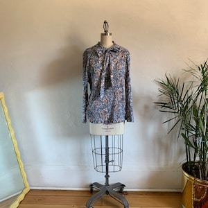 Camicetta con fiocco floreale anni &#39;70 - grande / extra large