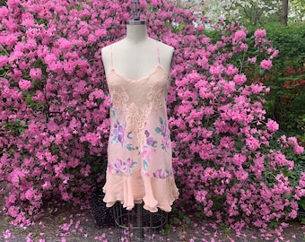 Victoria&#39;s Secret Vintage Gold Label Romantic Floral Chiffon Babydoll . . - medium