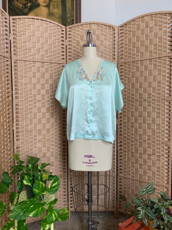 1980s Flirty Pajama Blouse . Val Mode . - medium