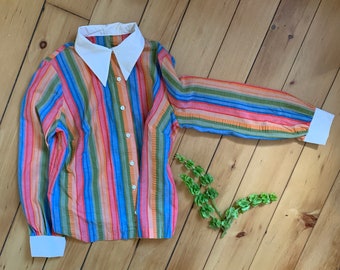 1970’s Rainbow Ribbon Blouse . - large