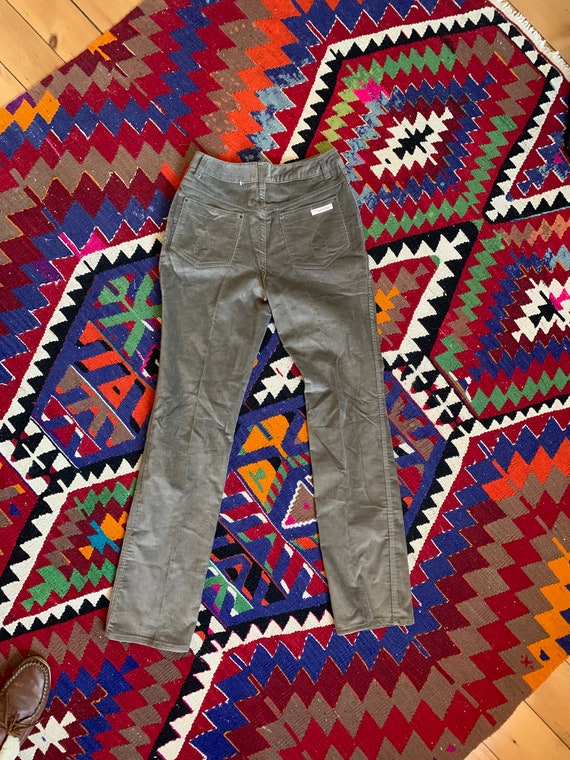 1970s Dove Gray Velvet Corduroy Pants . Calvin Kl… - image 4