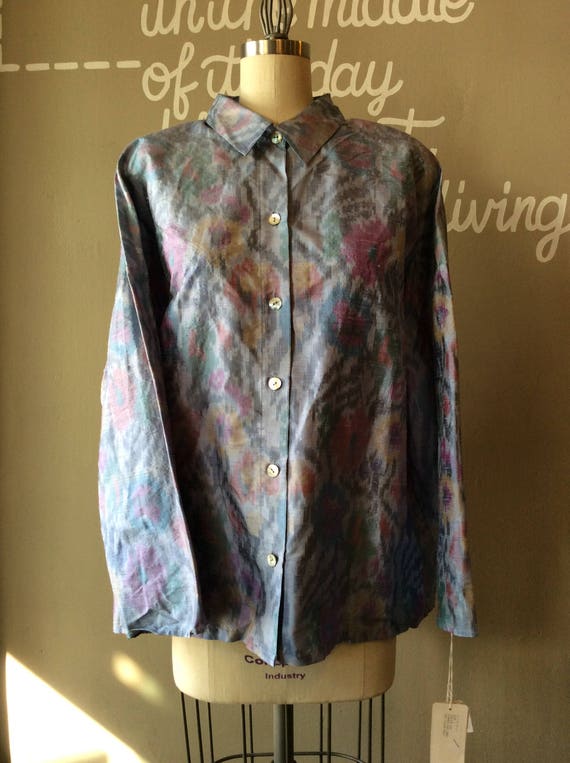 Vintage Designer Oversize Silk Chore Jacket . Syl… - image 7