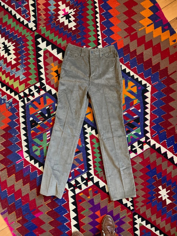 1970s Dove Gray Velvet Corduroy Pants . Calvin Kl… - image 1