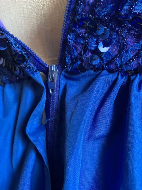 1980's Blue Jewel Sweetheart Sparkle Dress . Them… - image 6