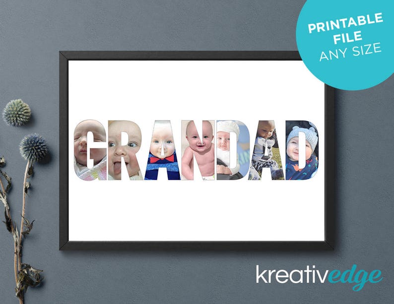 PERSONALISED Photo Name Print for Daddy, Dad, Grandad, Poppy, Grandpa Any Name Digital Download DIY Print Gift Idea image 2