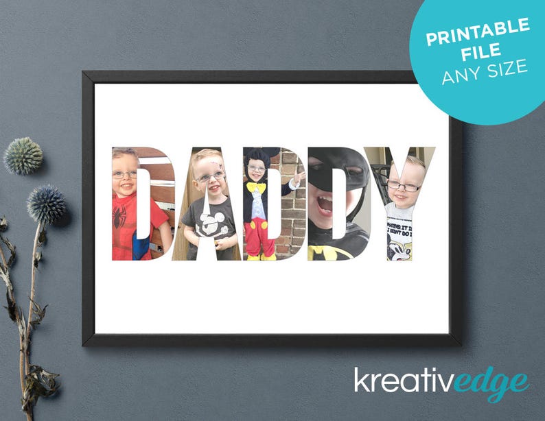 PERSONALISED Photo Name Print for Daddy, Dad, Grandad, Poppy, Grandpa Any Name Digital Download DIY Print Gift Idea image 1