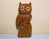 Vintage Owl Wood Carving Sculpture Wall Hanging Folk Art DZ
