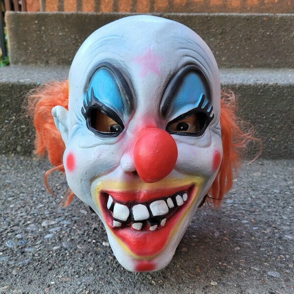 Vintage Latex Scary Clown Adult Halloween Mask Spearhead Ind Inc