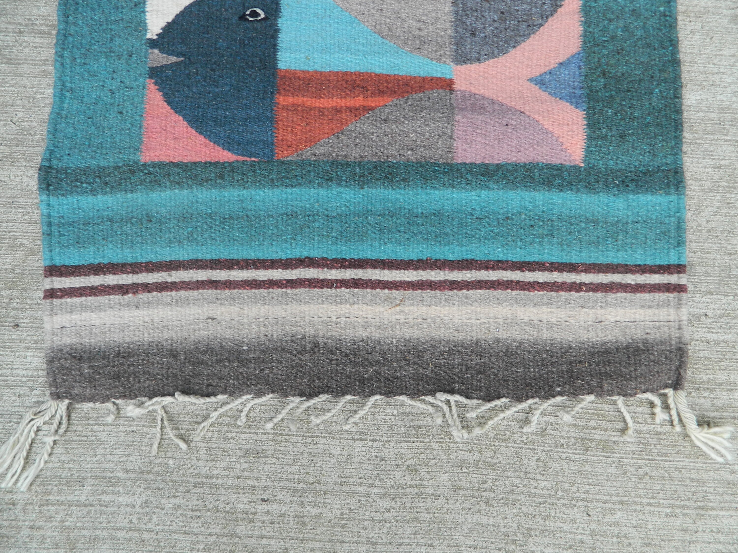 Vintage Zapotec Oaxacan Colorful Fish Woven Wool Rug - Etsy