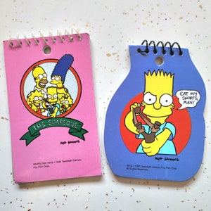Vintage 90s The Simpsons Personal Notepads Bart Simpson Eat My Shorts Man Mini Small Notepad