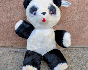 Vintage Character Novelty Co Stuffed Panda Toy Black and White Plush Carnival Prize