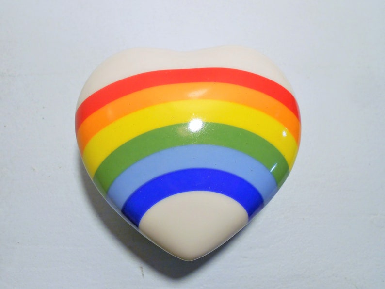 Retro Rainbow Heart Shaped Box Ceramic Jewelry Box