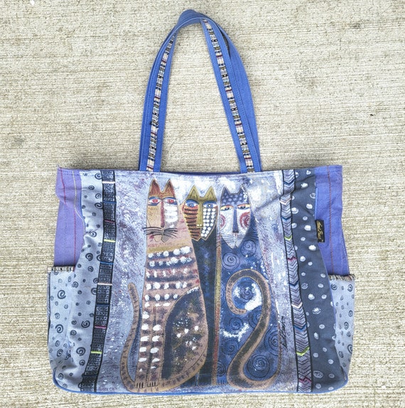 Vintage 90s Laurel Burch Cats Shoulder Bag Fantas… - image 2