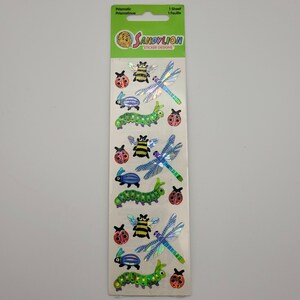 Vintage NIP Sandylion Prismatic Aufkleber Insekten Raupe Lady Bug Libelle New Old Stock