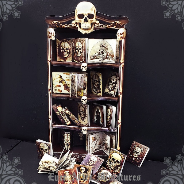 SKELETON Dollhouse Miniature Bookcase 1:12 Halloween Miniature Spooky Apothecary Cabinet Skeleton Miniature Book Case DIY Printable DOWNLOAD